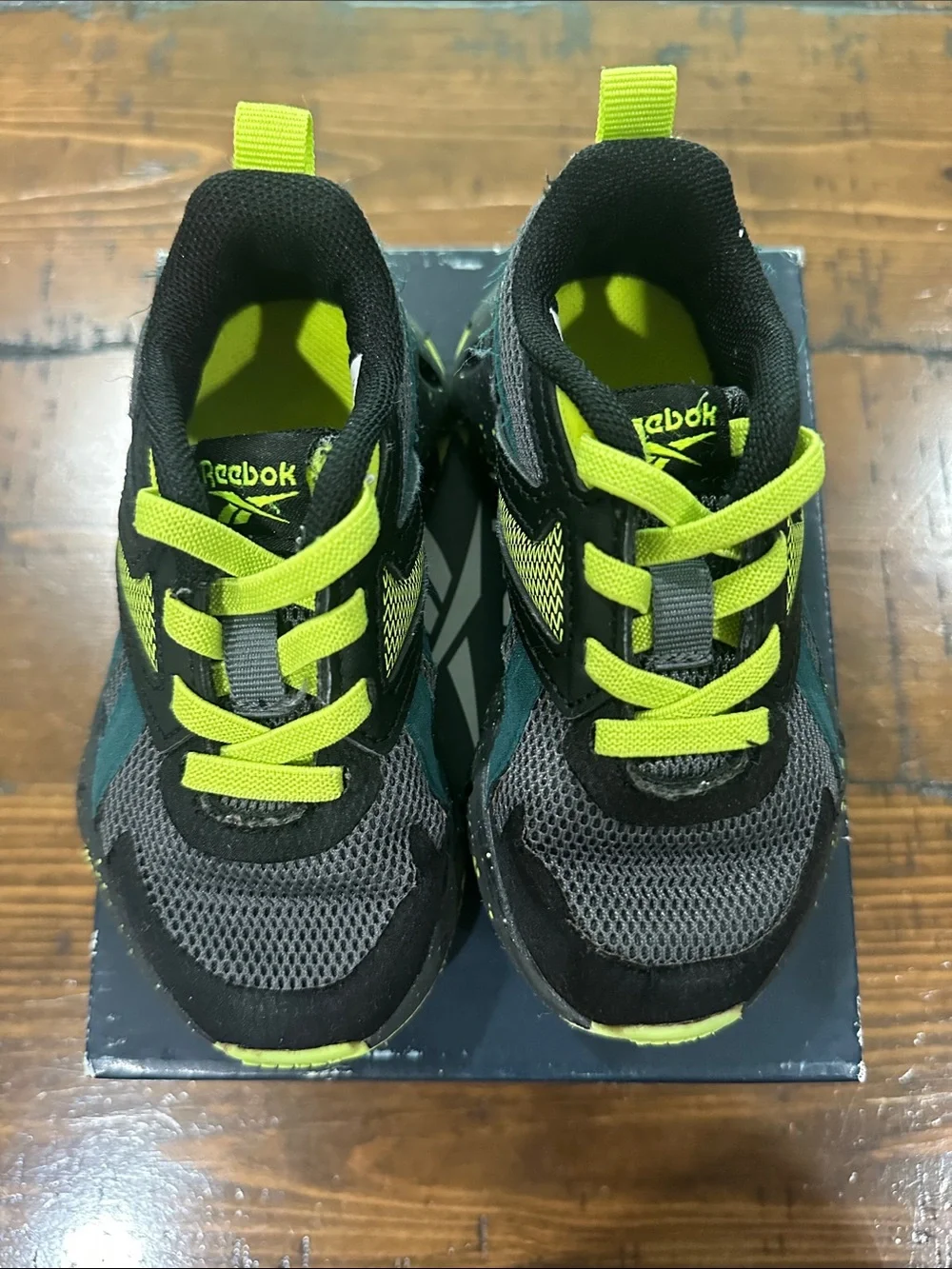 Reebok Kids Black and Neon Green